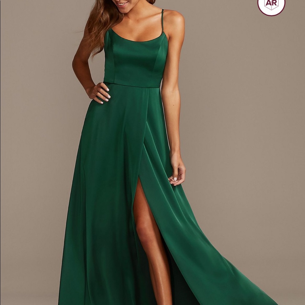 Davids Bridal, Satin Bridesmaid Dress, Juniper, Size 8